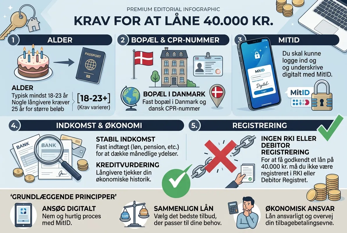 Infografik: Krav for at låne 40.000 kr.