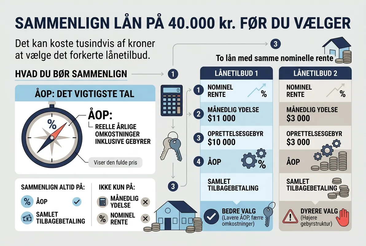 Infografik: Sammenlign lån på 40.000 kr. før du vælger